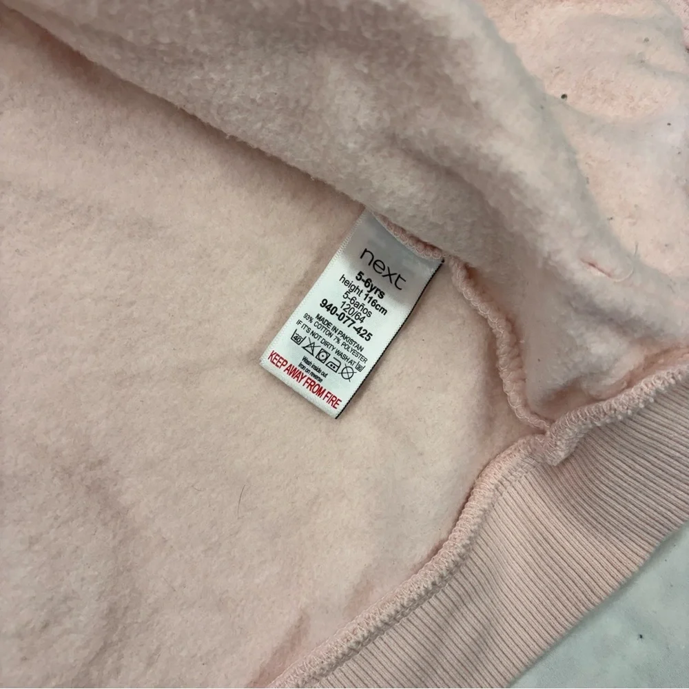 Next UK Brand Kids Girls Pink Dino Hoodie Zip Up‎ Sweater Size 5-6 VGUC